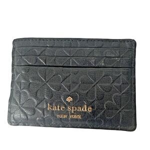 Kate Spade Holly Spade Clover Geo Small Slim Wallet ID Credit Card Holder Black